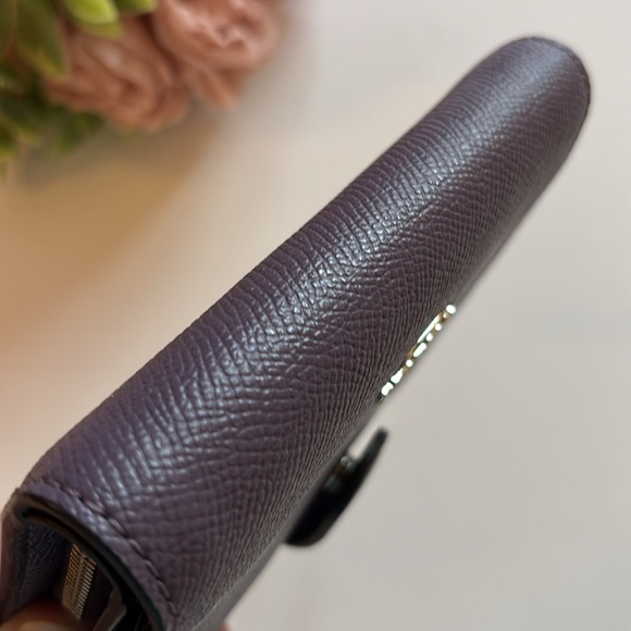 COACH Purple Leather Medium Bifold Wallet Corner Zip Coach Purple Wallet - Picture 9 of 16